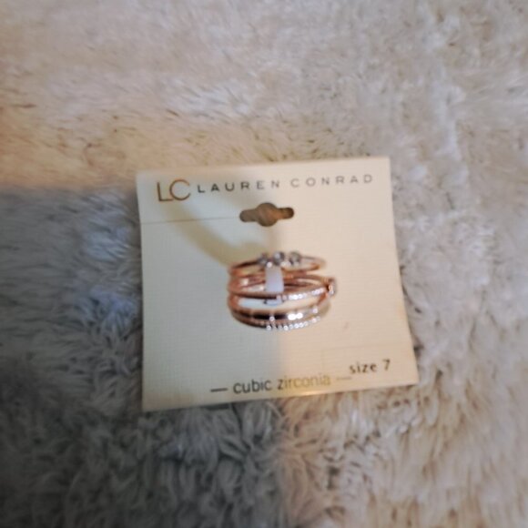 LC Lauren Conrad Rose Gold Stackable Rings Size 7 - Picture 2 of 2